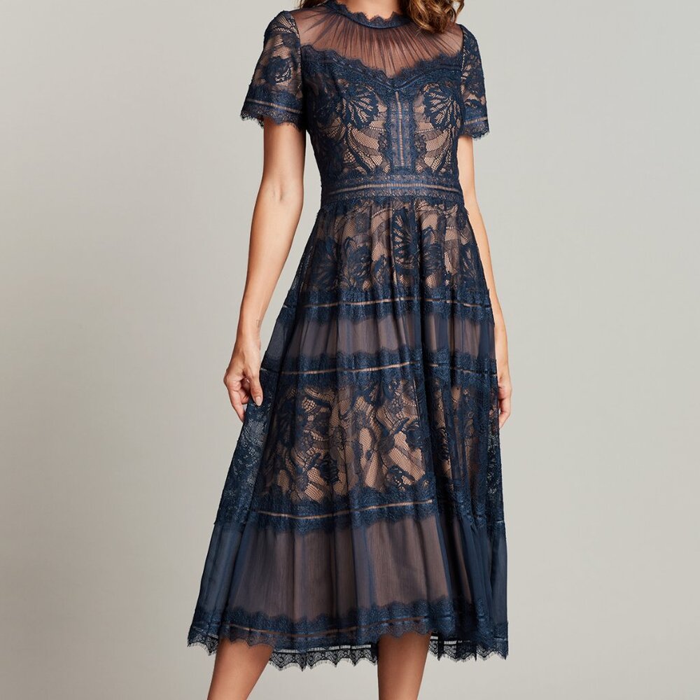 Tadashi Shoji Lace Camilla Dress in Navy - NWOT - Size 16